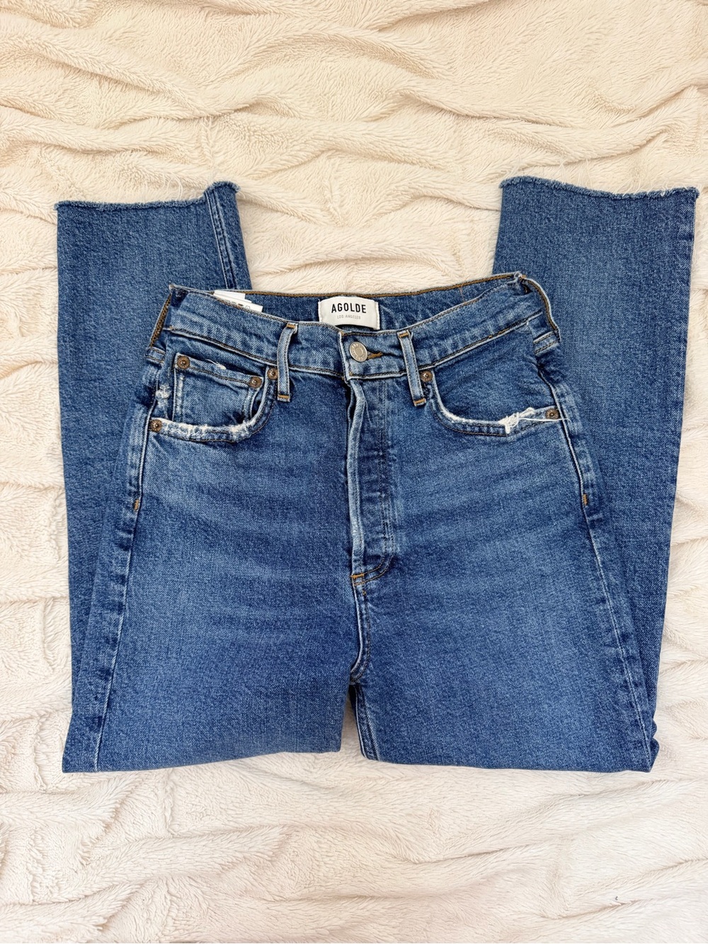 Agolde Riley High Rise Straight Crop Jeans medium wash Sz 24 women’s - Picture 2 of 8